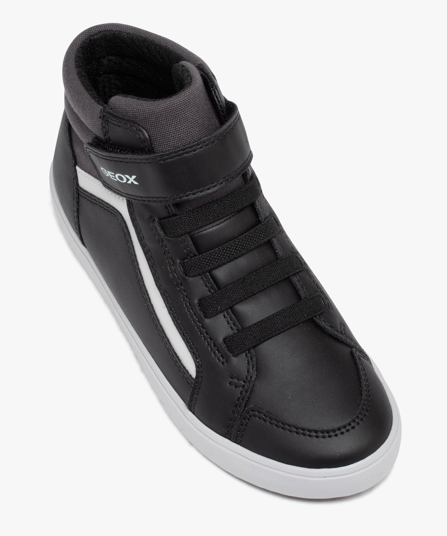 Baskets mid-cut respirantes à lacets et scratch Garçon - Geox noir | GEMO