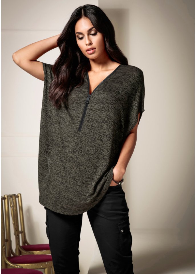 Oversize-Shirt mit Reißverschluss