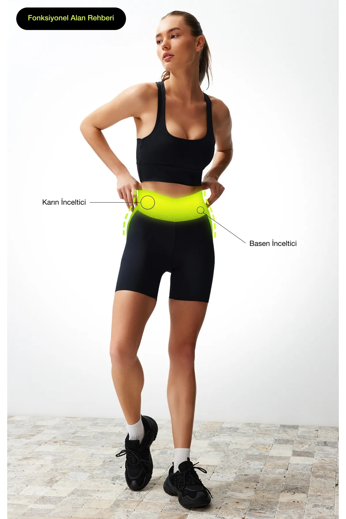 Trendyol Collection  Premium Schwarz Matt 2.Bauch- und Hüftformende Strick-Sportshorts mit Lagen/Kurze Leggings THMSS24TY00026
