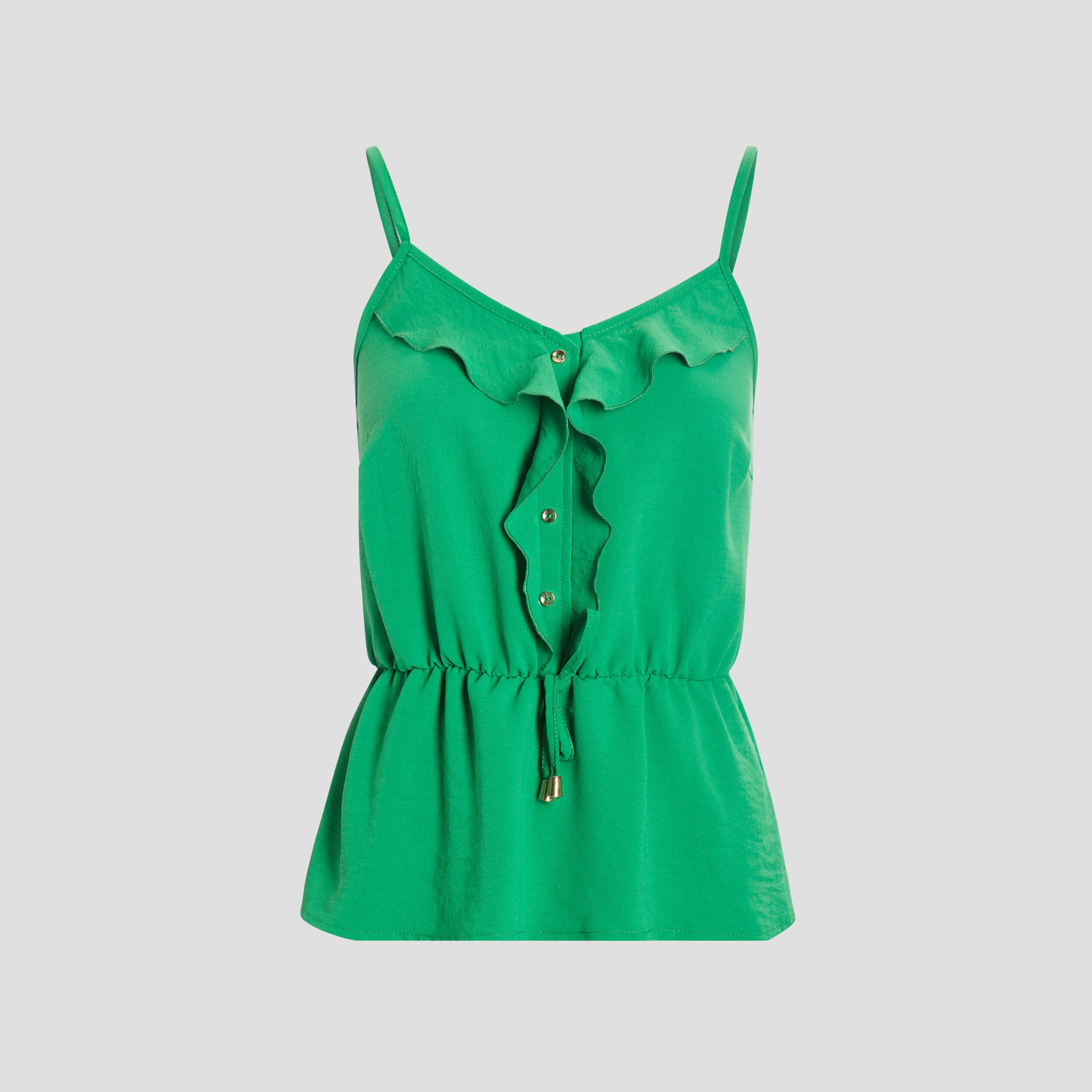Blouse volantée bretelles fines vert femme | La Halle