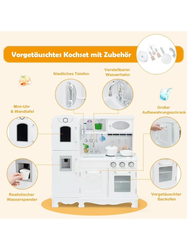 COSTWAY Spielküche ab 3 Jahren in Weiß günstig kaufen 80 x 30 cm