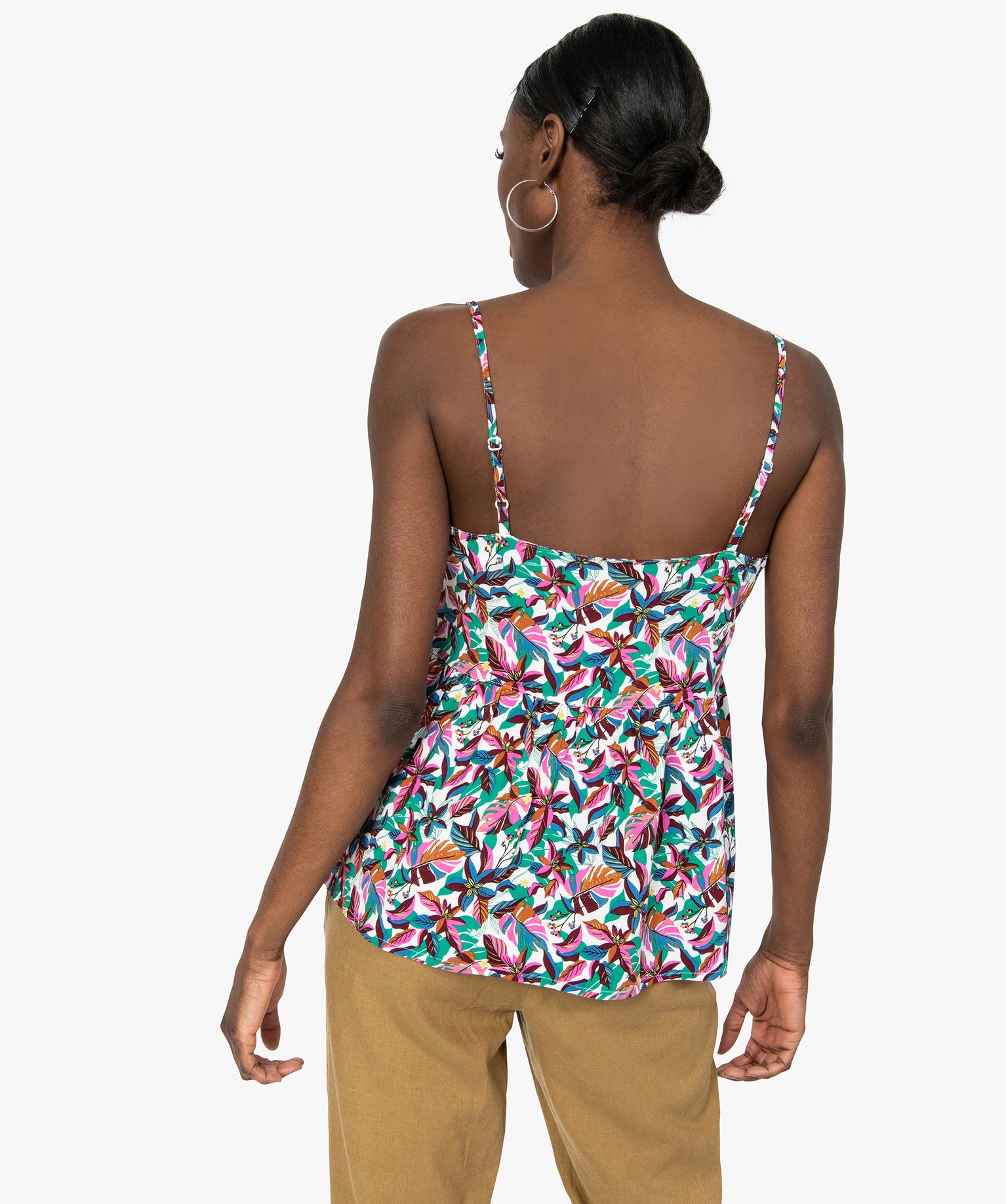 Blouse femme imprimée à fines bretelles imprime | GEMO