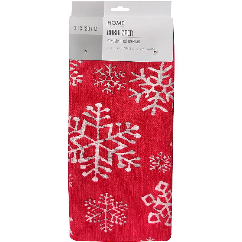 Home Løper 33x120 cm rød Snowflake