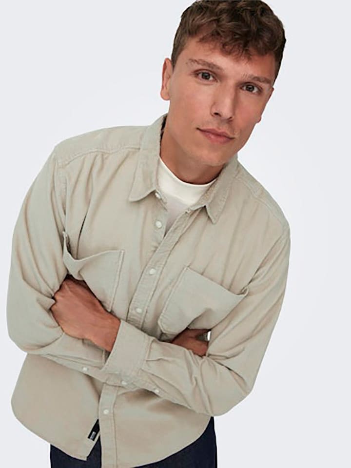 ONLY & SONS Hemd - Regular fit - in Beige günstig kaufen