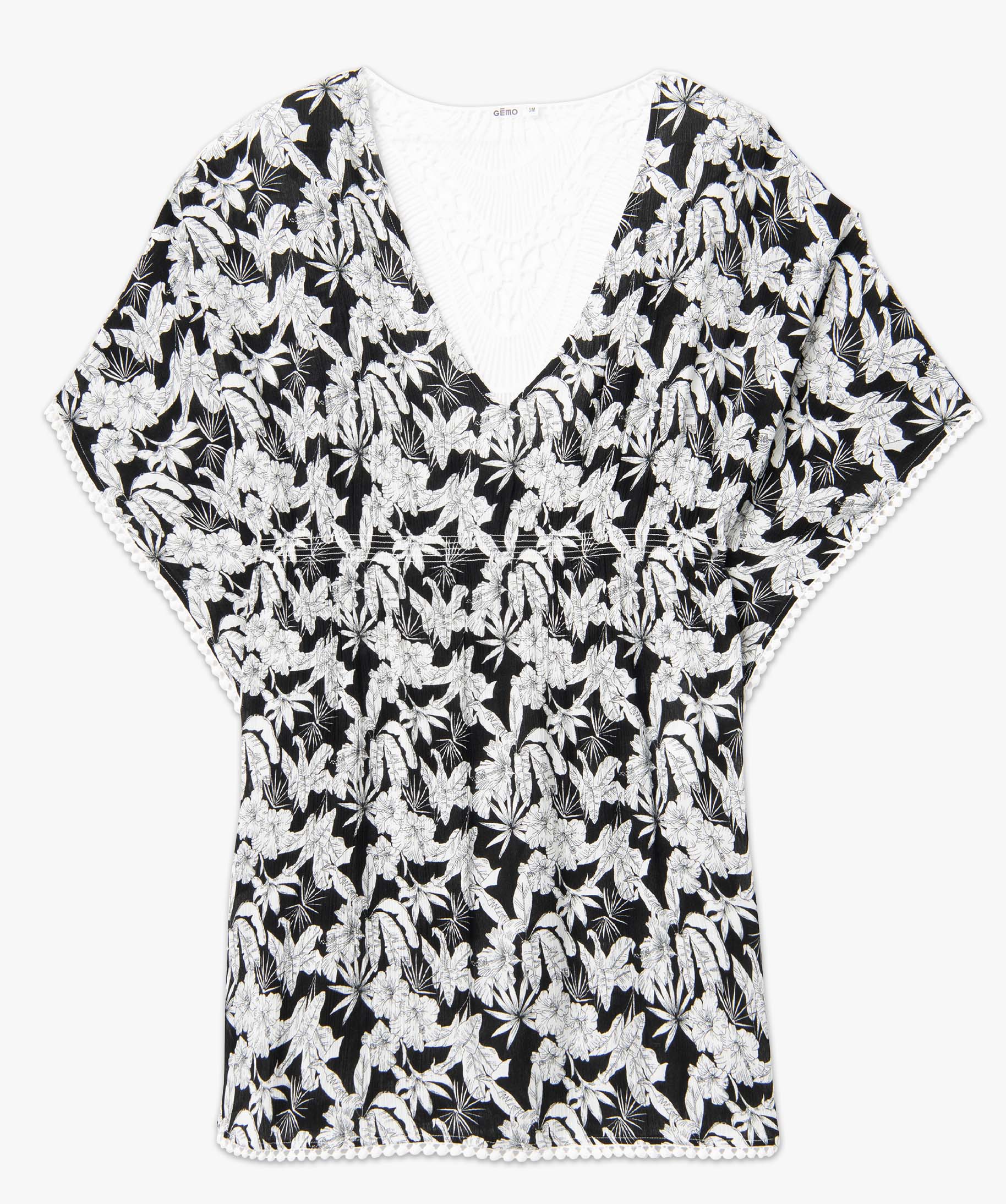 Robe de plage femme avec dos en dentelle imprime | GEMO
