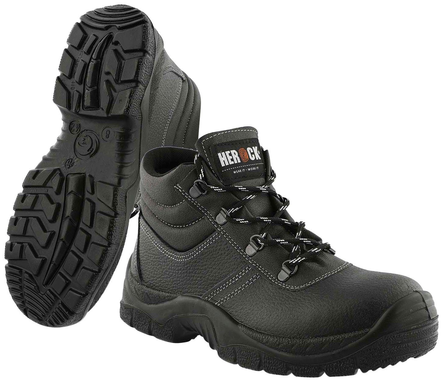 Herock Roma High Steel S3 Schuhe Sicherheitsschuh echtes Leder, durchtrittschutz, rutschhemmend, weit