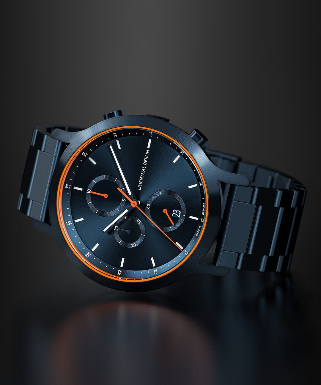 Lilienthal Berlin Chronograph Chronograph Blue Orange - Edelstahl Blau