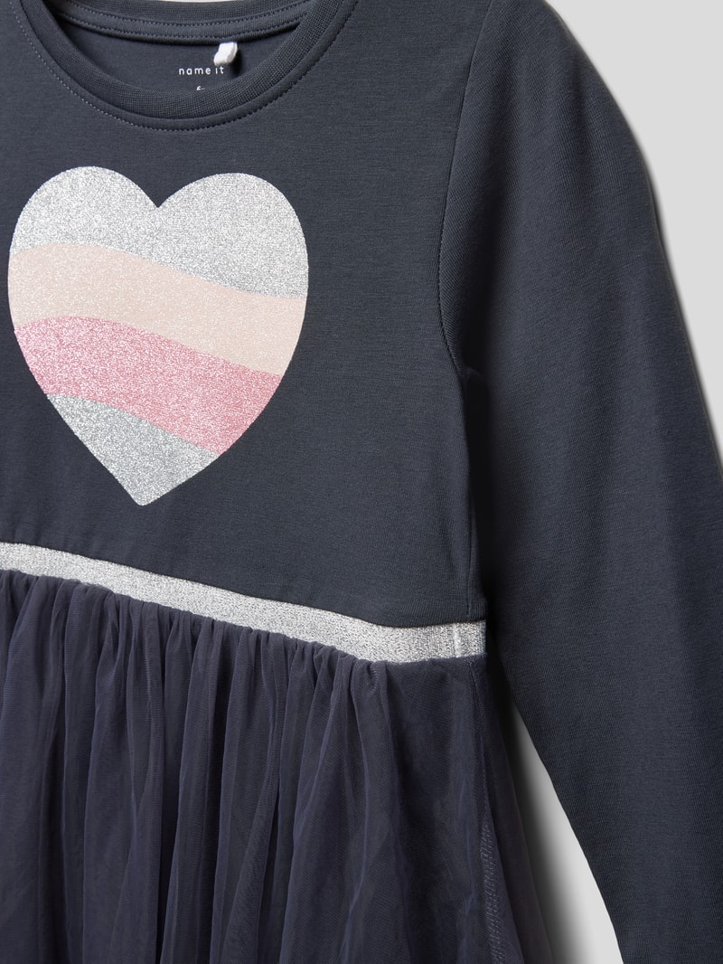 Knielanges Kleid mit Rock aus Tüll in blau