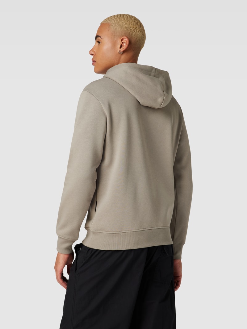 Hoodie mit Känguru-Tasche und Label-Print in beige