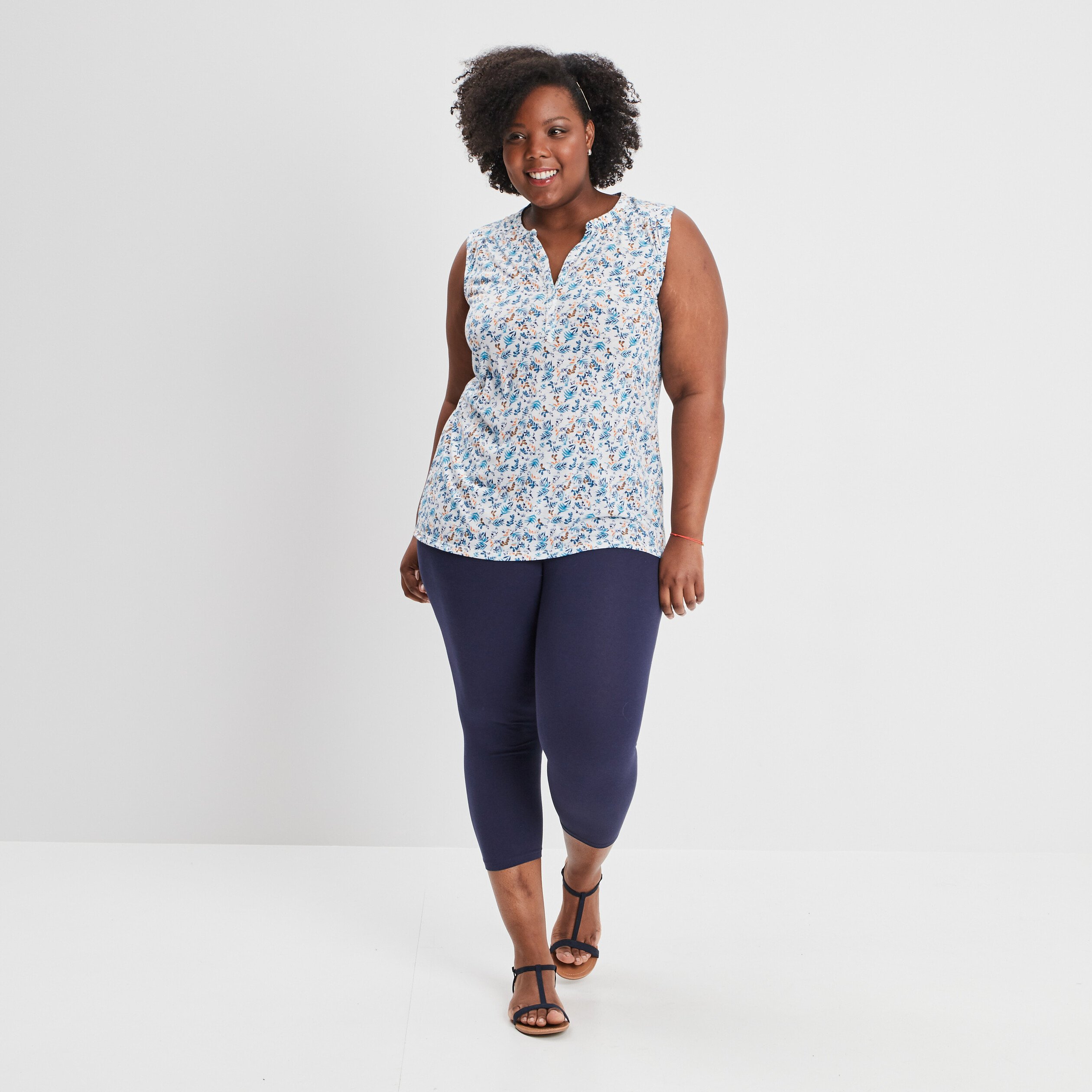 Leggings 7 8ème bleu marine femme grande taille | La Halle