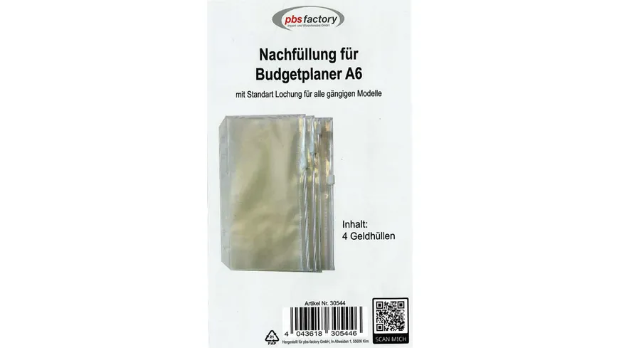 Nachfüllung für Budget-Planer A6 Geldhüllen