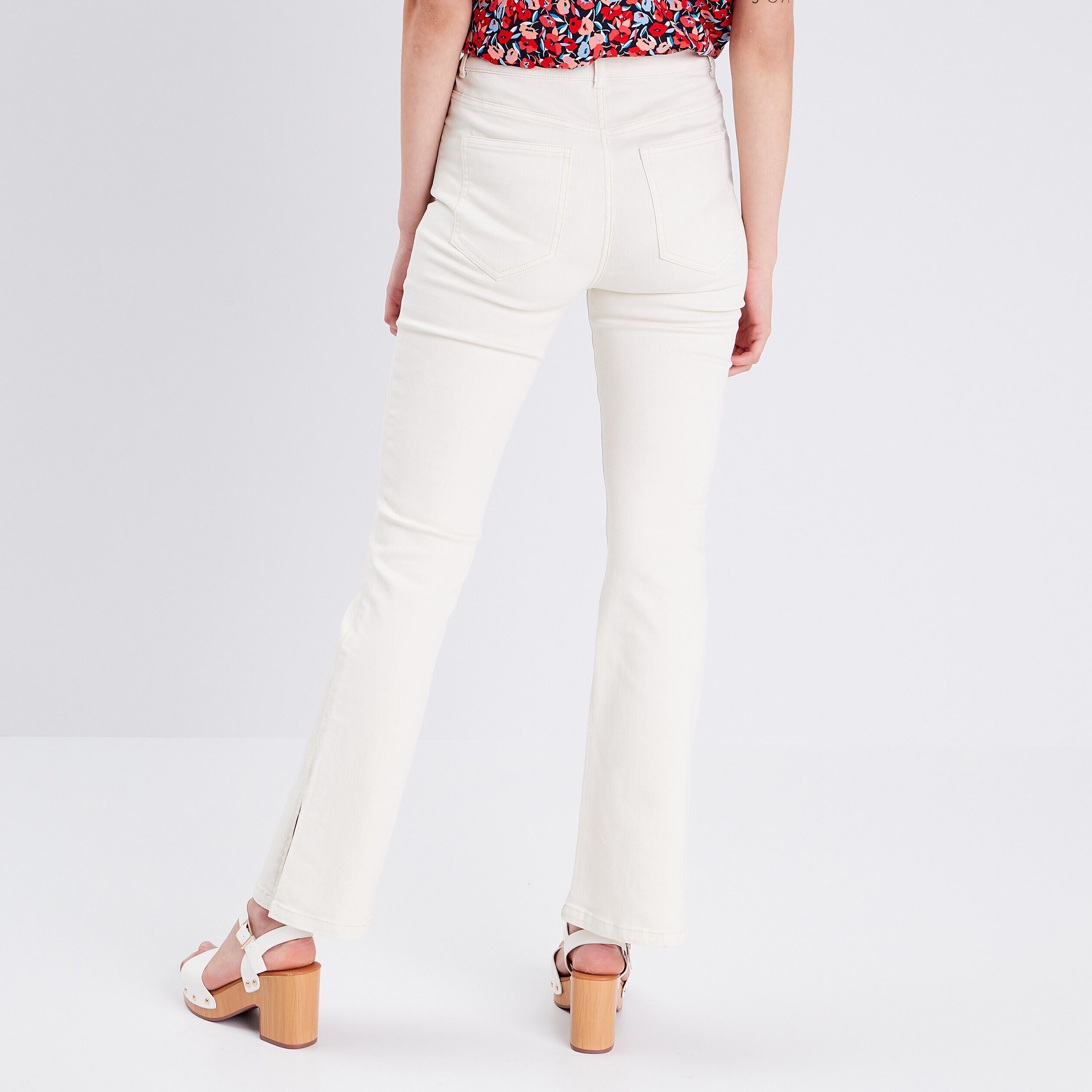 Jeans flare taille haute ecru femme | Cache Cache