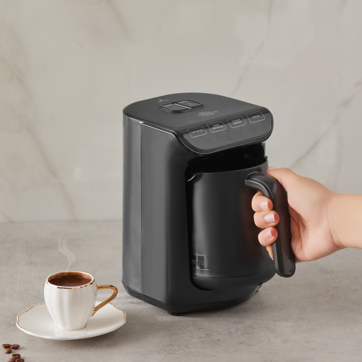 Karaca Espressomaschine Hatır Roast Türkische Kaffeemaschine Glänzend Schwarz
