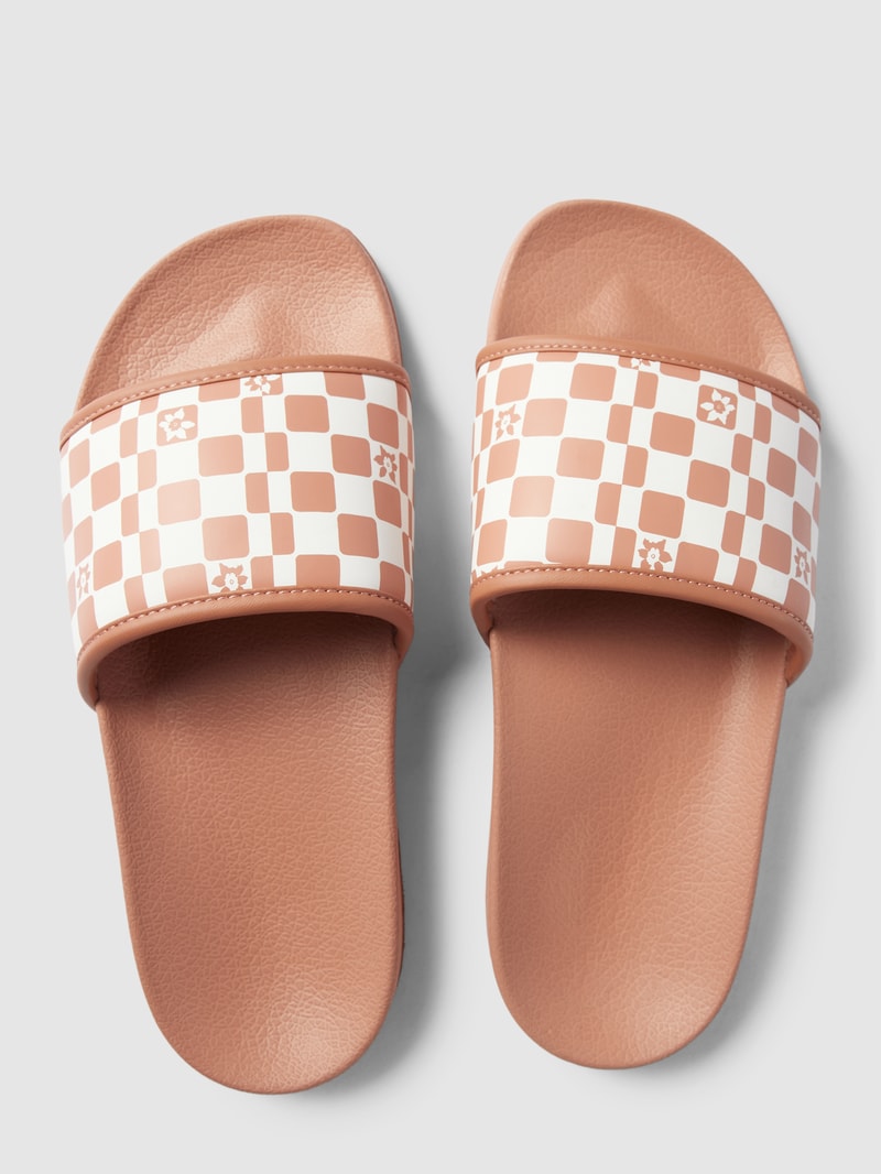 Slides mit floralem Print 'SLIPPY' in rosé