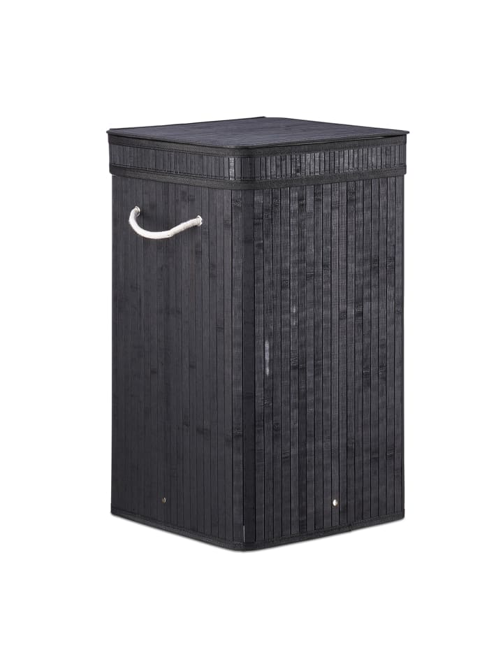relaxdays Wäschekorb in Schwarz - (B)36 x (H)63 x (T)36 cm günstig kaufen onesize