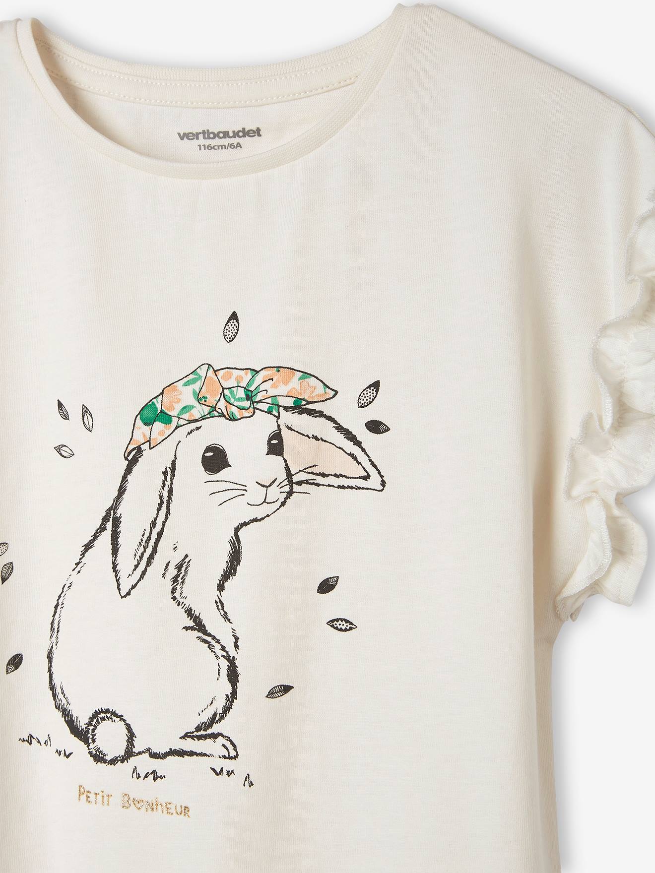 Vertbaudet Mädchen T-Shirt mit Volantärmeln - dunkelrosa