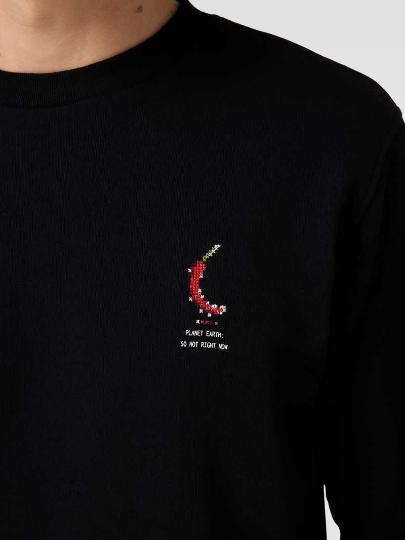 Sweatshirt mit Stitching-Detail Modell 'BAARO PIXXEL' in schwarz