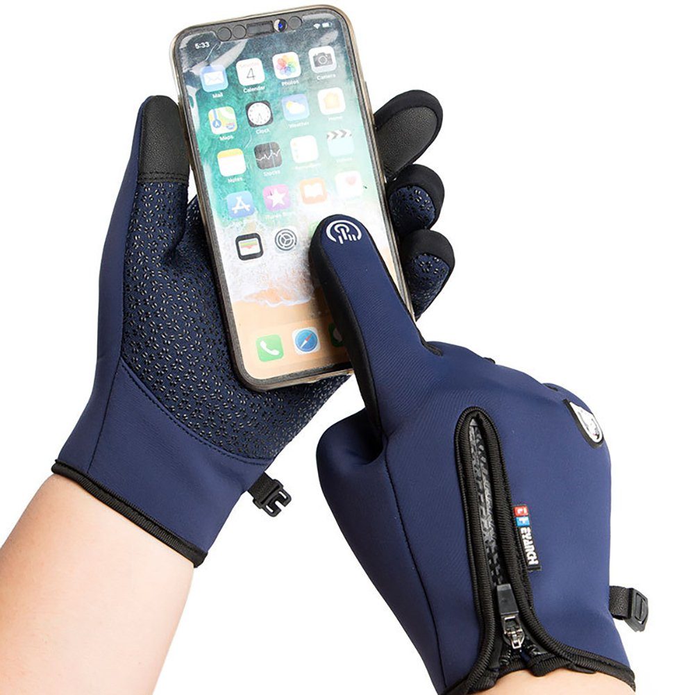 farfi Lederhandschuhe Winterwinddichte wasserdichte Touchscreen-warme Sporthandschuhe (1 Paar Handschuhe) Touch-Screen