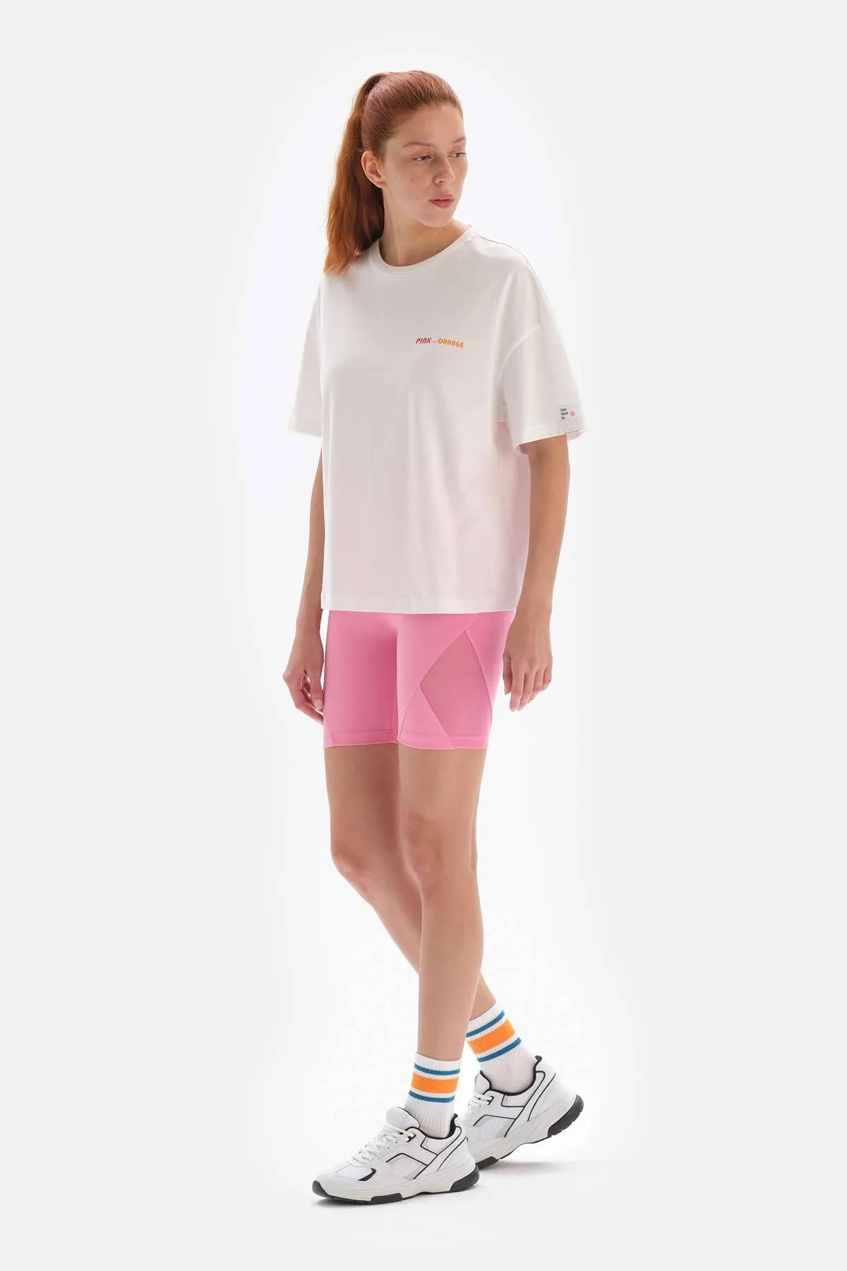 Dagi  Weiß-rosa Damen-T-Shirt mit Court-Aufdruck