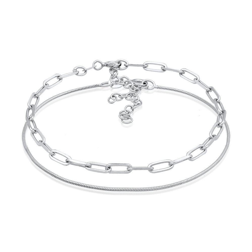 Elli PREMIUM Elli PREMIUM Bracelet Maillons Basique pour Femmes Set de 2 en argent sterling 92 Bracelet