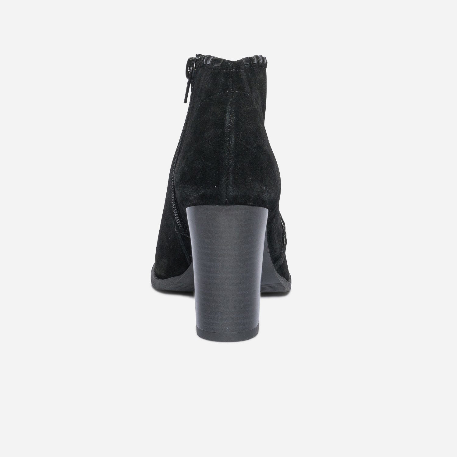 Low boots TEXTO noir éco-conçu en cuir velours avec tressage