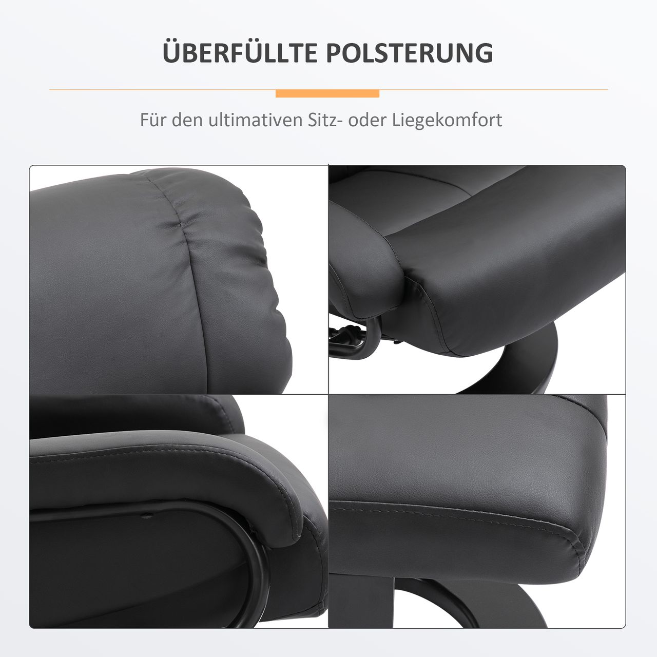 HOMCOM Relaxsessel mit Liegefunktion Massagesessel inkl. Hocker Fernsehsessel