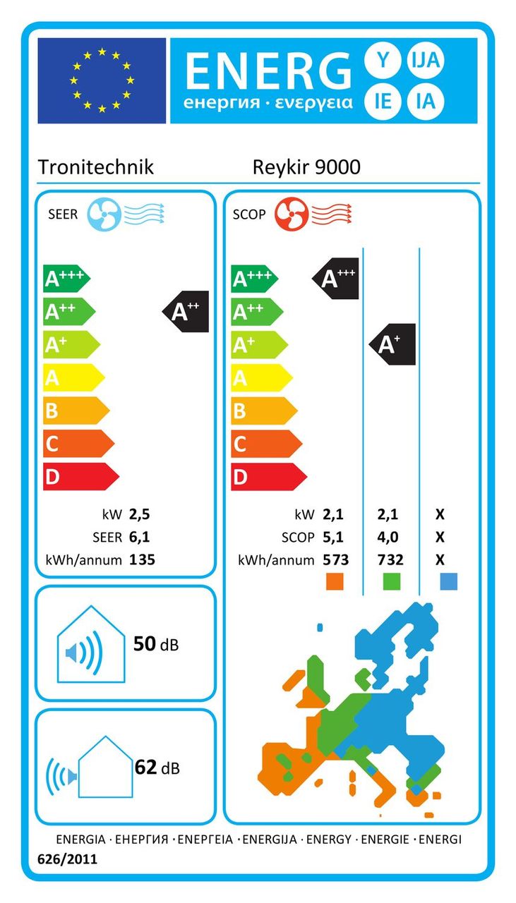 TroniTechnik Reykir Split Klimagerät Klimaanlage mit 12000 BTU, inkl. Zubehör, Wandhalterung und UV-C Reinigung