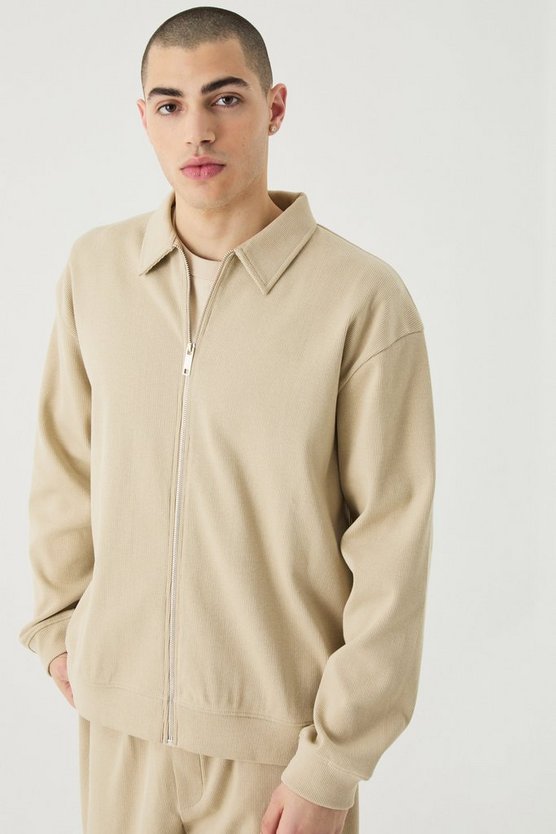 Kastiges geripptes Oversize Harrington-Set
