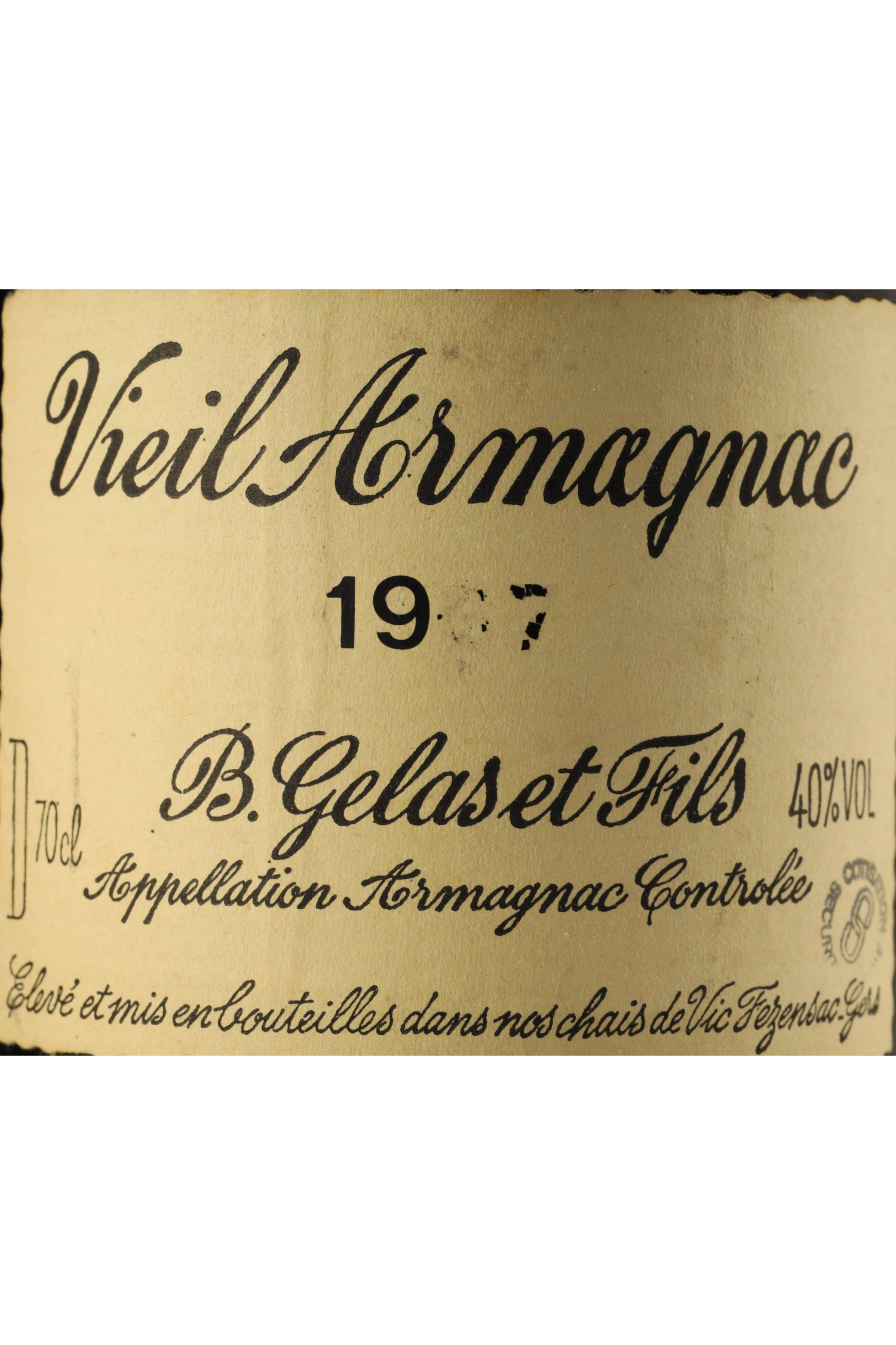 Gelas Et Fils Vieil Armagnac 1937, Armagnac