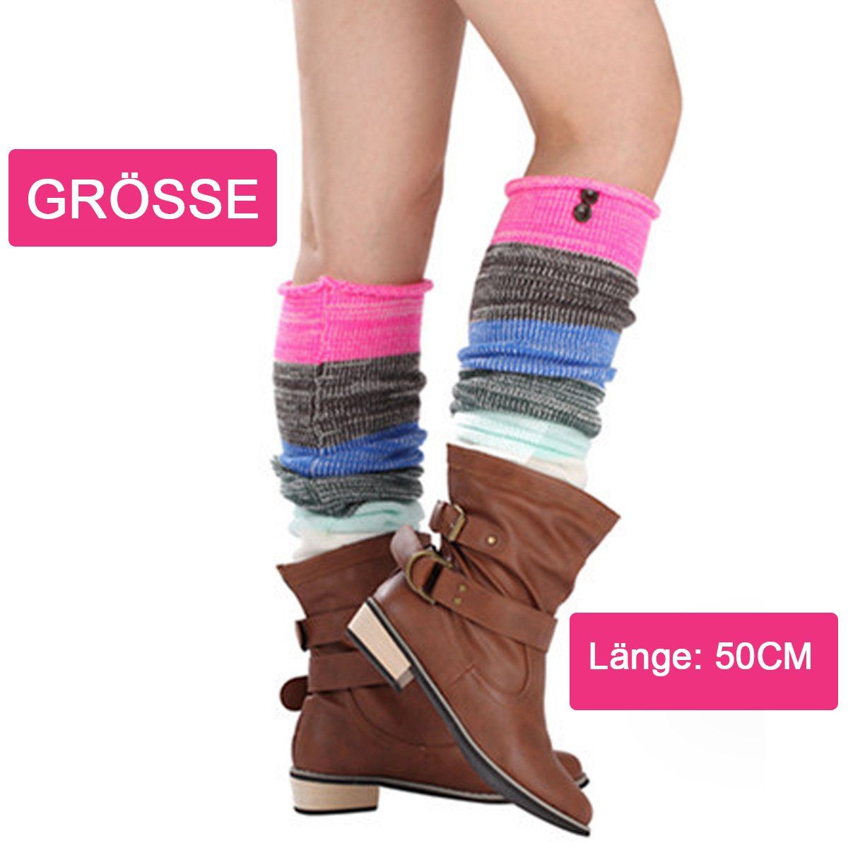 Jormftte Beinstulpen Stulpen Damen Lange Winter Beinwärmer Gestrickt Verdicken Beinstulpen