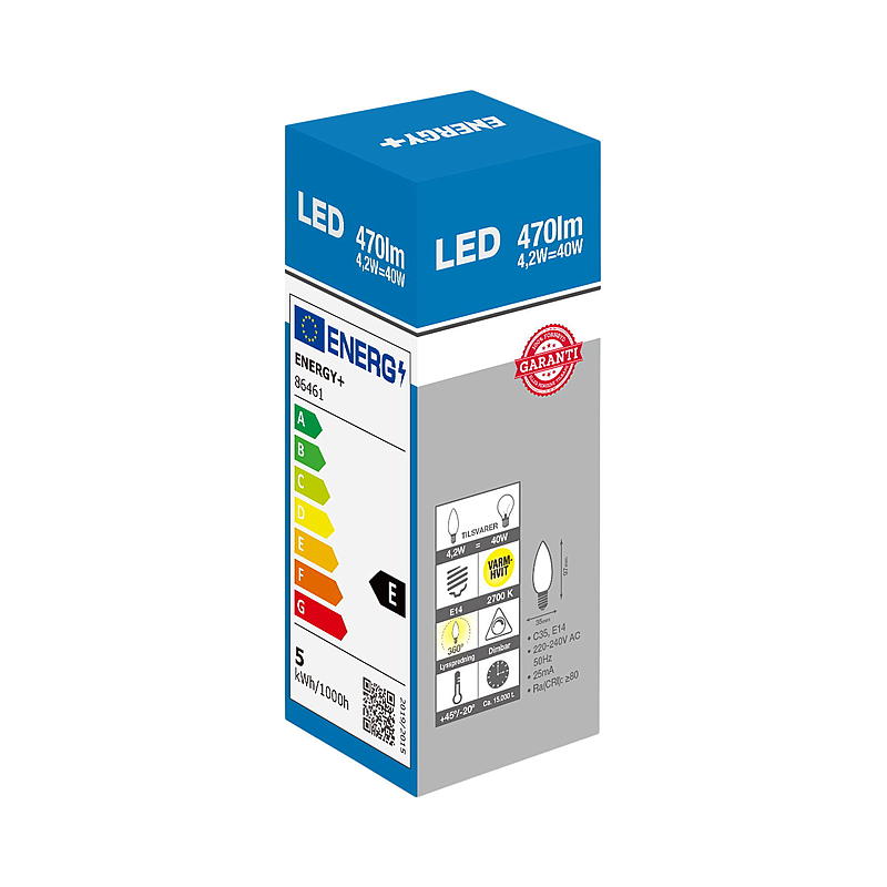 Energy Lyspære LED 470 lm Mignon, dimbar, E14