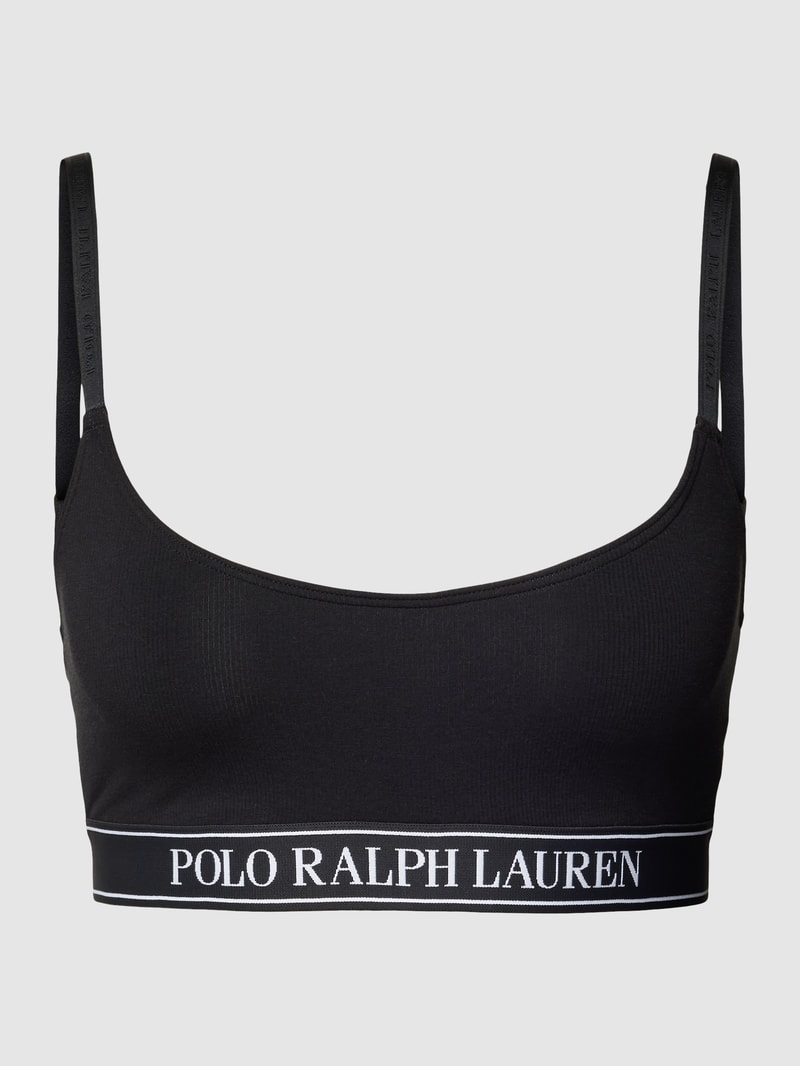 Bralette mit elastischem Logo-Bund in schwarz