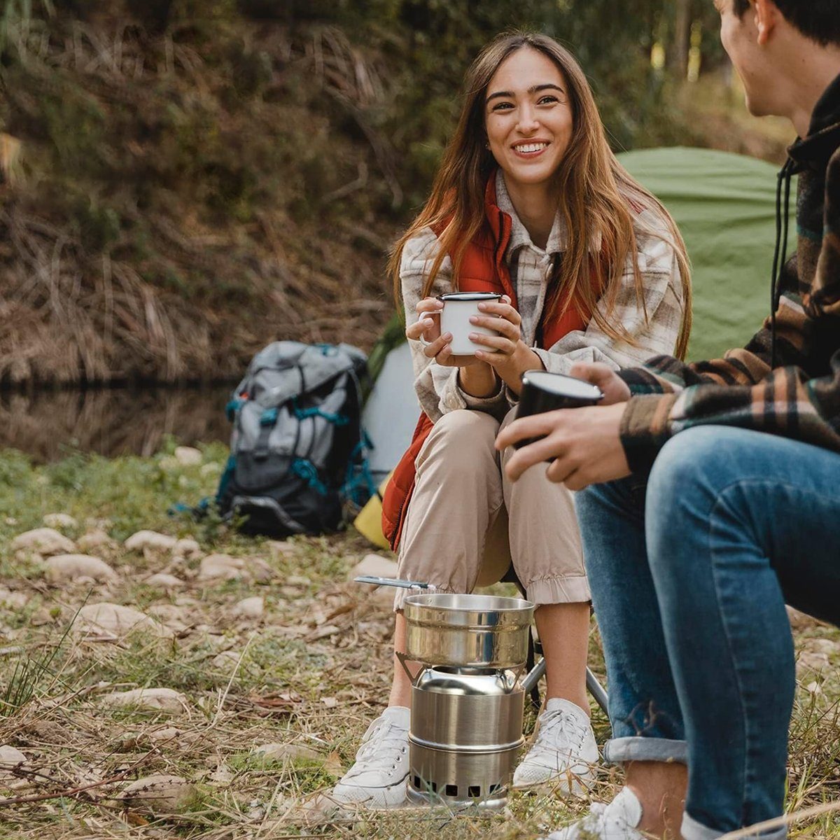 JedBesetzt Feuerkorb Camping Outdoor Ofen,Campingkocher,für BBQ Picknick Wandern Reisen