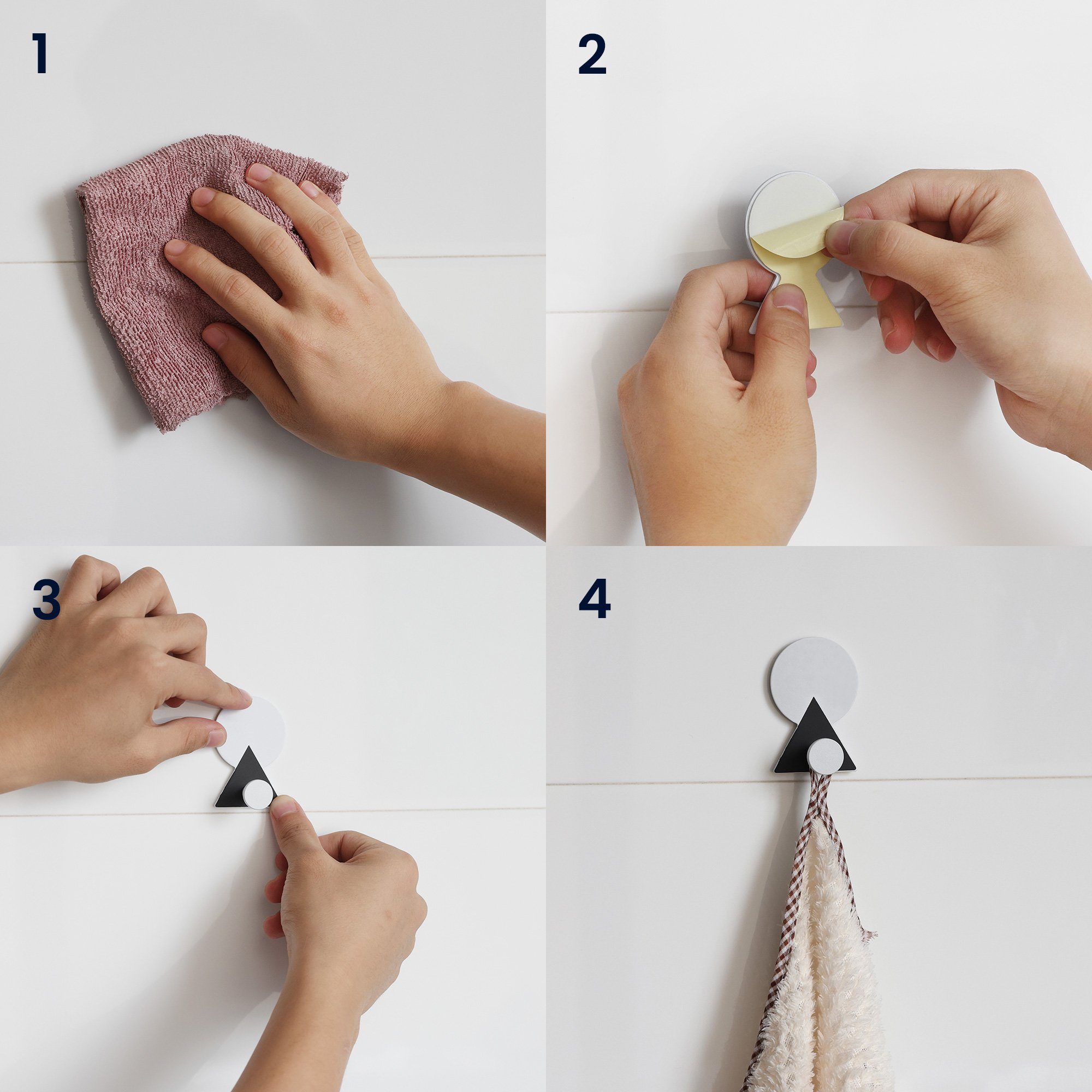 kwmobile Wandhaken 2x selbstklebende Halterung für Handtücher Kleidung Bademantel, Wand Haken Küche Garderobe Bad - ohne Bohren