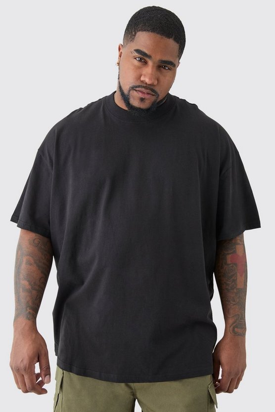 Plus schwarzes T-Shirt mit Worldwide Adler Print