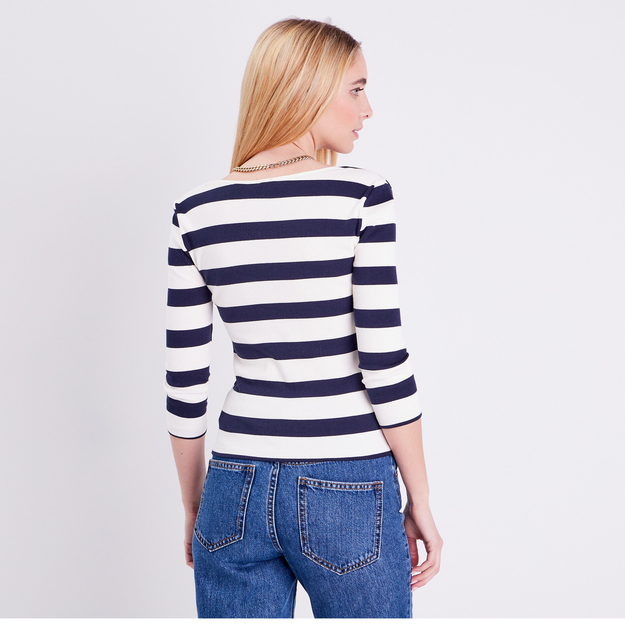 T-shirt manches longues bleu marine femme | Cache Cache