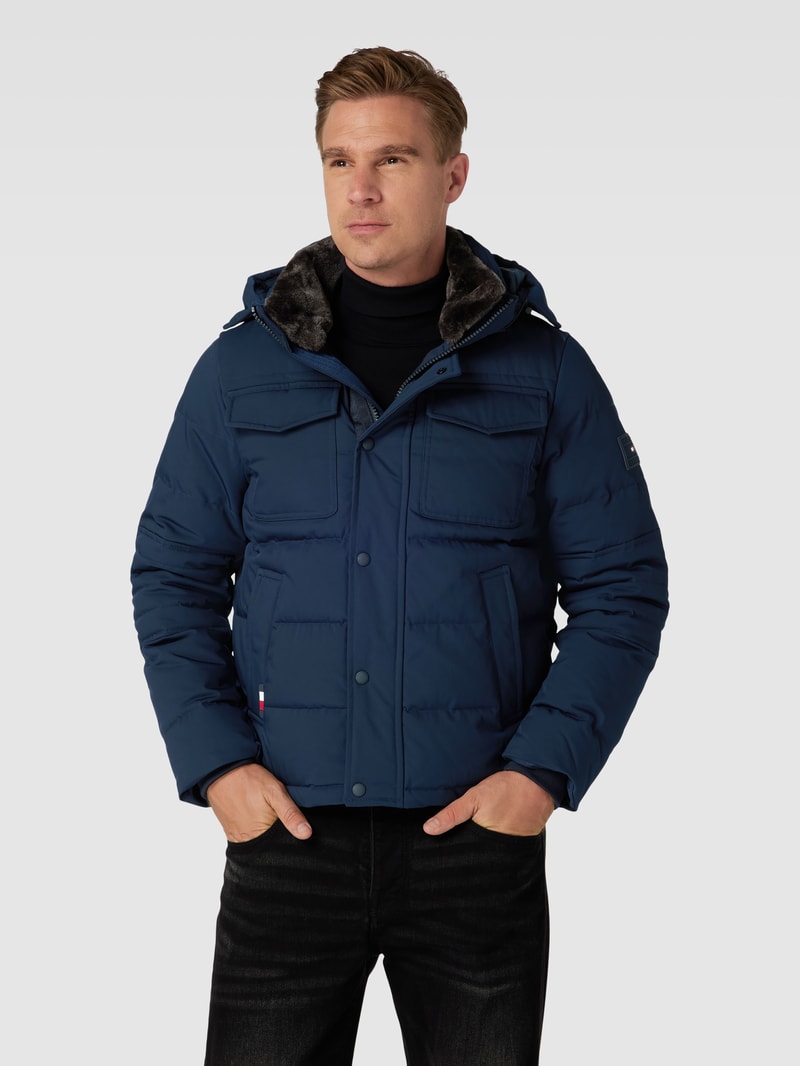 Jacke mit Kapuze Modell 'ROCKIE' in marineblau