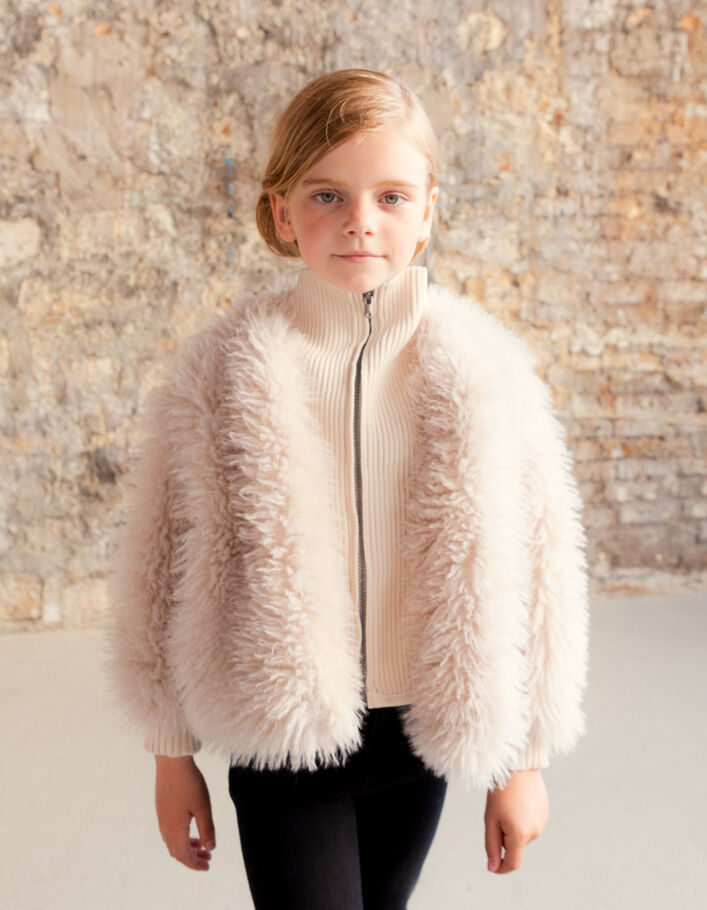Veste beige bi-matière fille