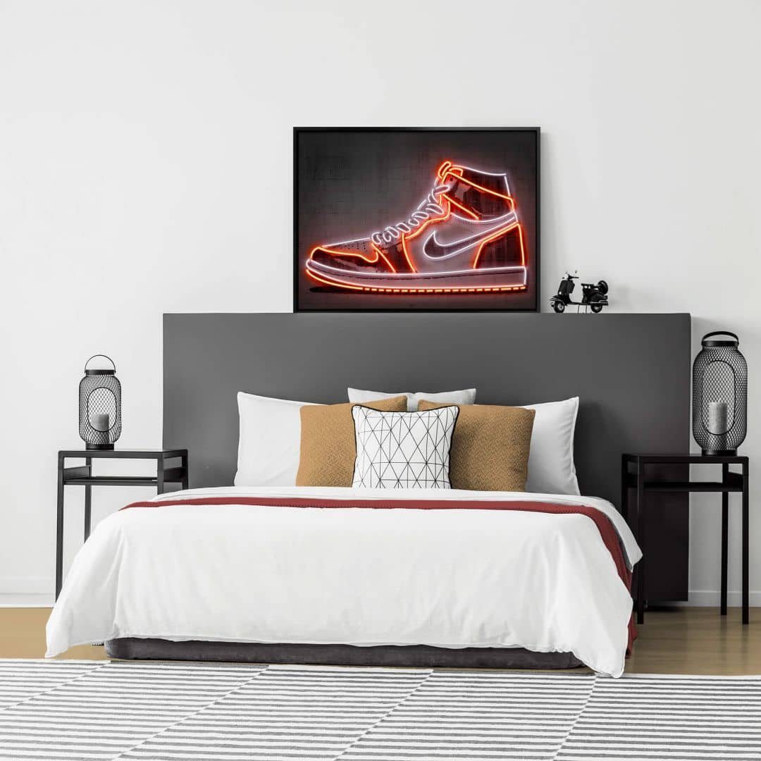 K&L Wall Art Poster Poster Mielu Neon Streets Kult Nike Straßenkunst Sneaker, Wohnzimmer Wandbild modern