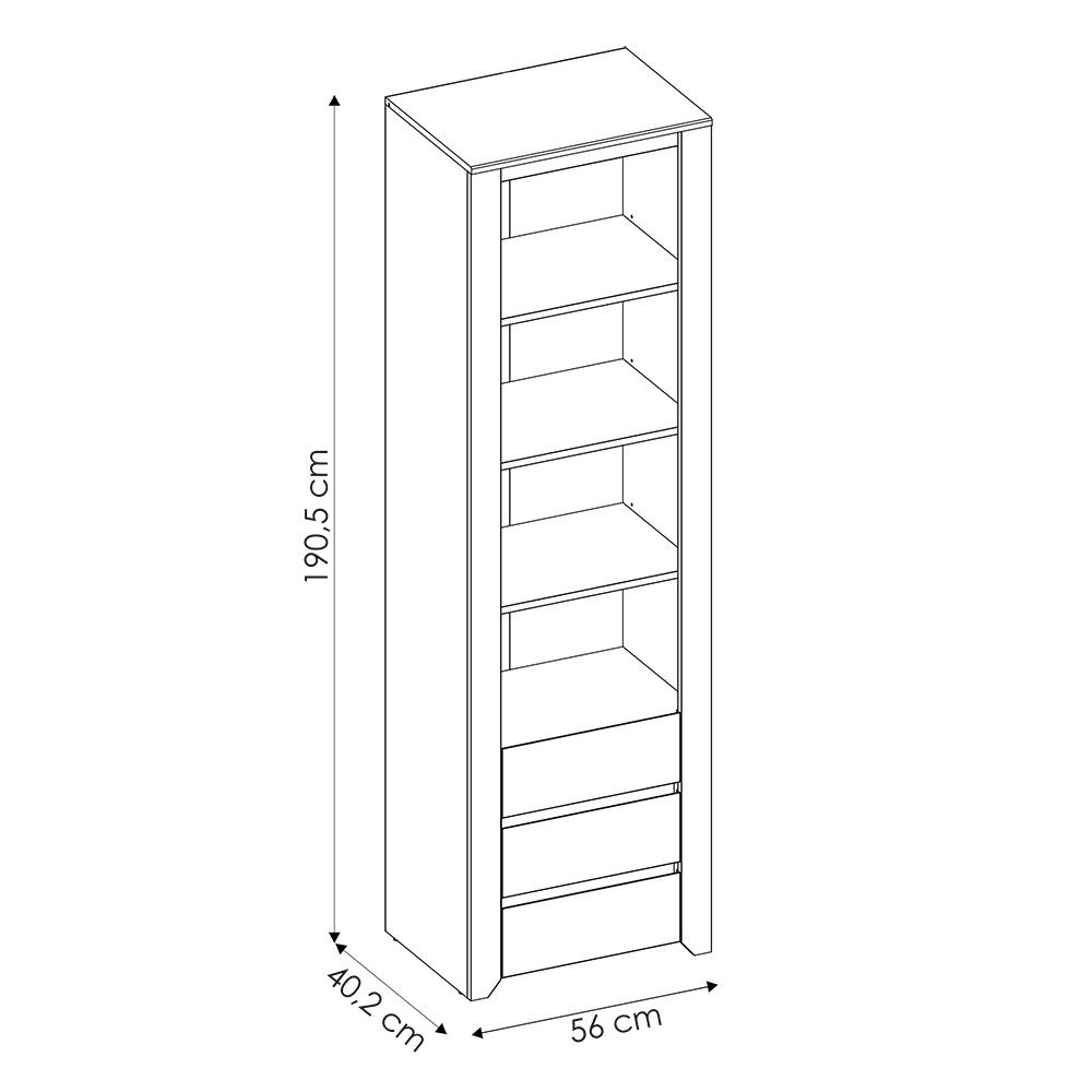 Lomadox Stauraumschrank AMANTEA-129 Regalschrank, Craft Eiche weiß