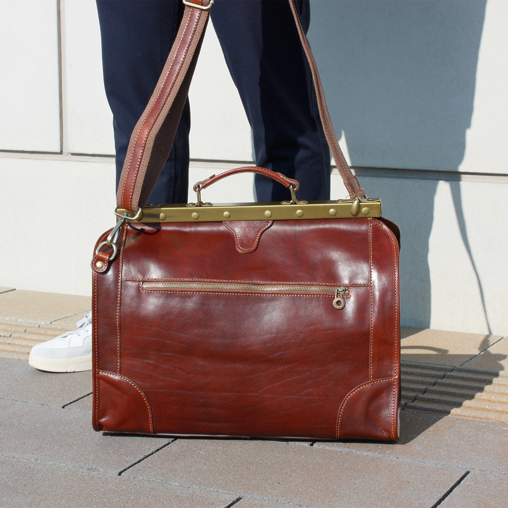 lePelou Weekender PEPE, echt Leder, Made in Italy, Maulbügel