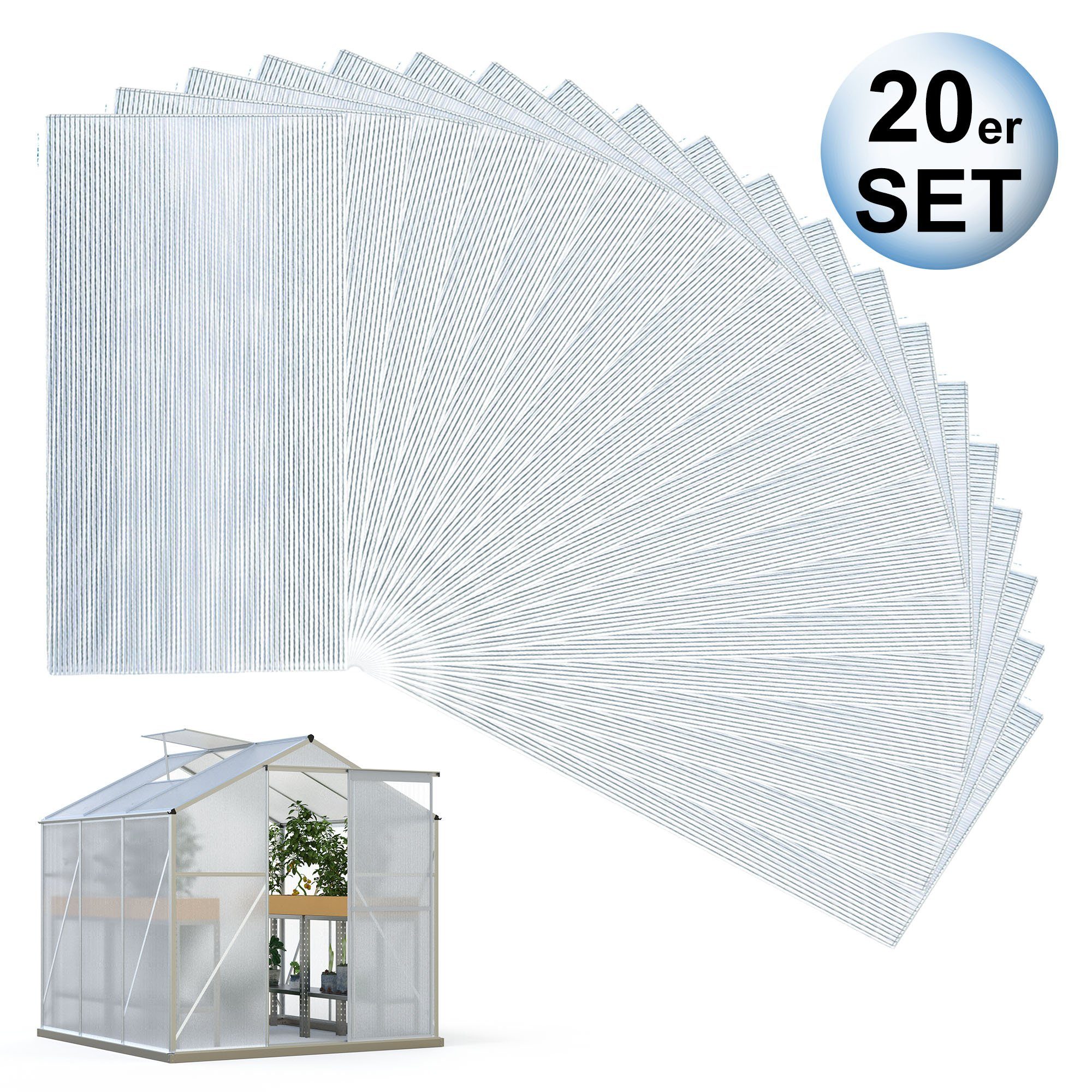 Thanaddo Gewächshaus 20 Stück 4mm Stegplatten Polycarbonat Hohlkammerstegplatten