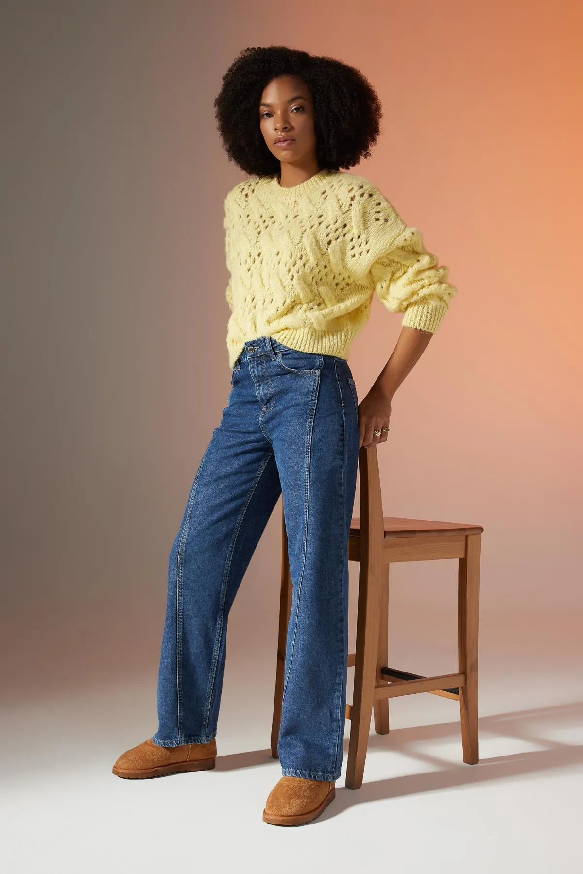 DeFacto  90er-Jahre-Jeans mit weitem Bein, hoher Taille, weites Bein, lange Jeanshose, B5474ax23cw