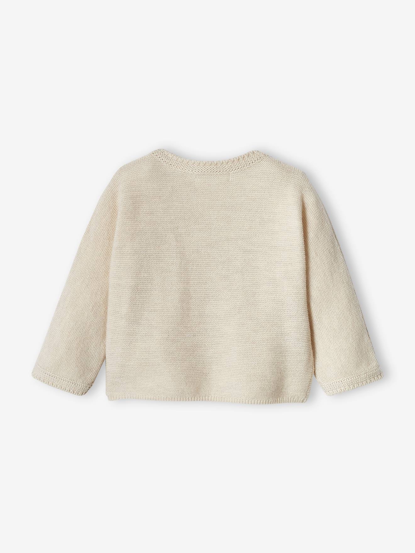 Brassière bébé en coton et laine beige chiné