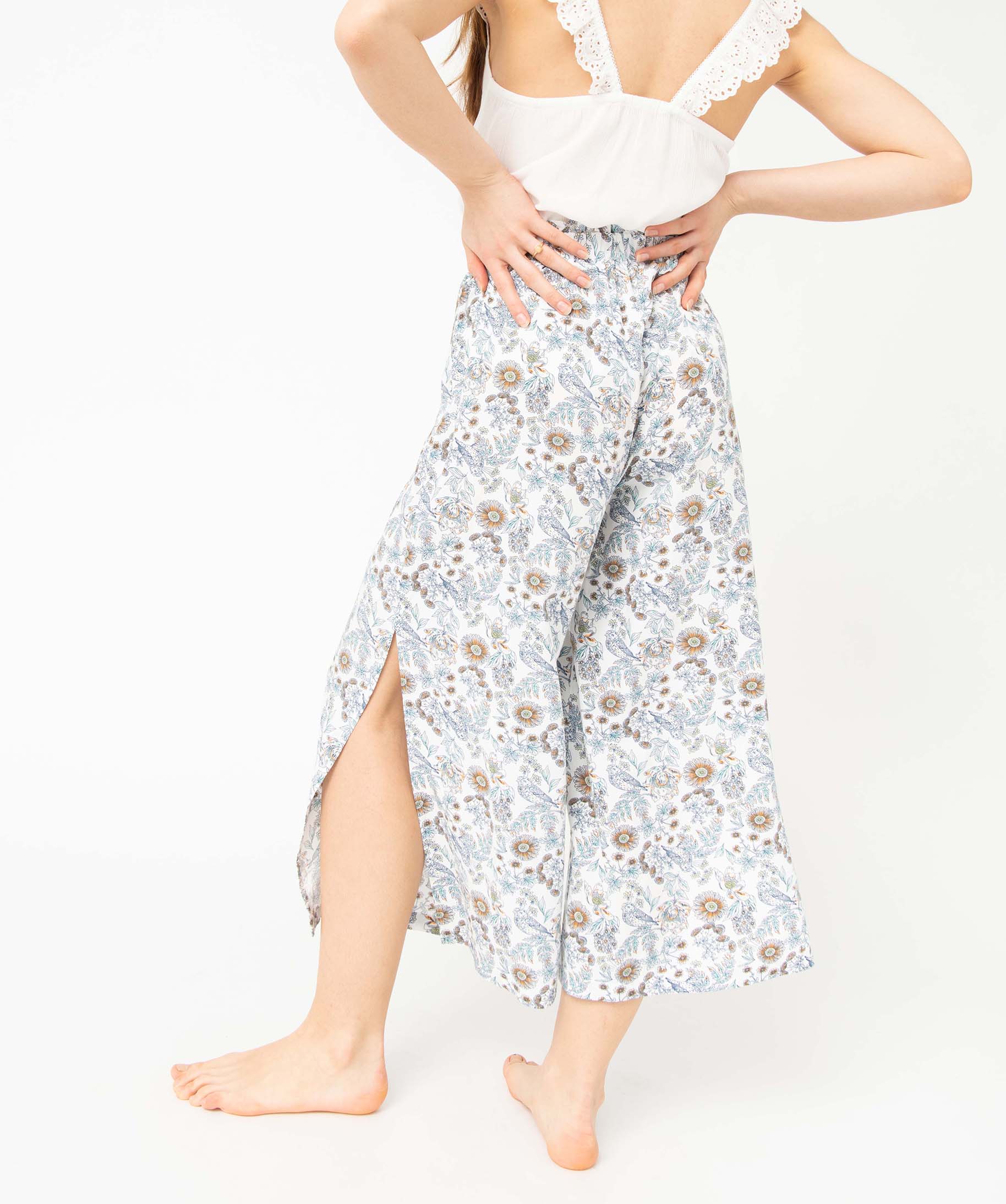 Bas de pyjama femme fluide à motif fleuri imprime | GEMO