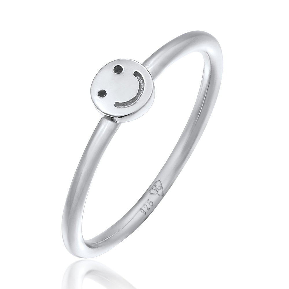 Elli Elli Bague Femmes Tendance Smile Emoji Pinky en argent Sterling 925 Bague