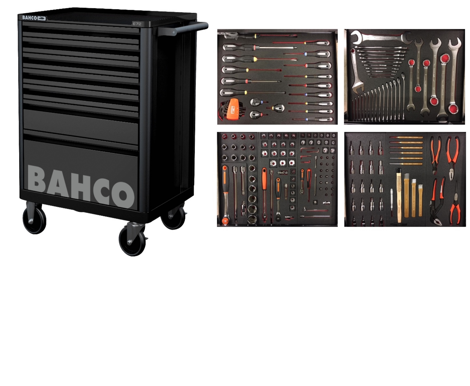 Bahco 1472K7BLACK-FULL4 Καρότσι Εργαλείων Μαύρο 190 τεμαχίων