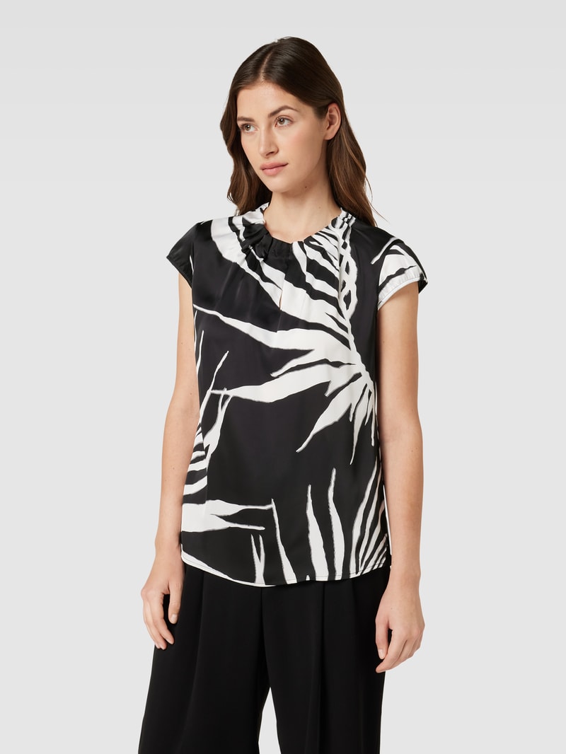 Blusenshirt mit Allover-Muster in schwarz