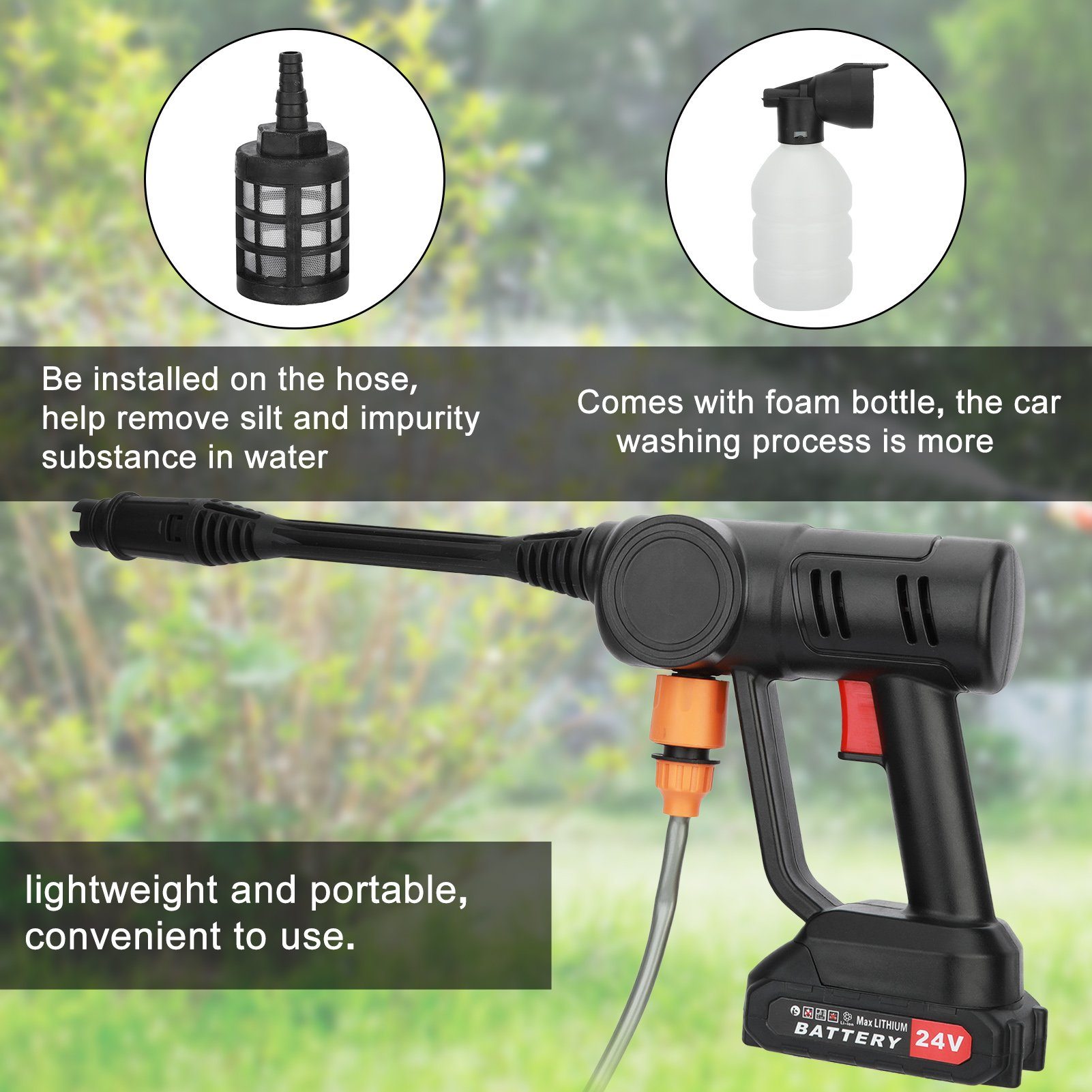 Rutaqian Akku-Hochdruckreiniger Akku Hochdruckreiniger, Hochdruckreiniger mit Akku, Druck max: 50,00 bar, Fördermenge max: 180,00 l/h