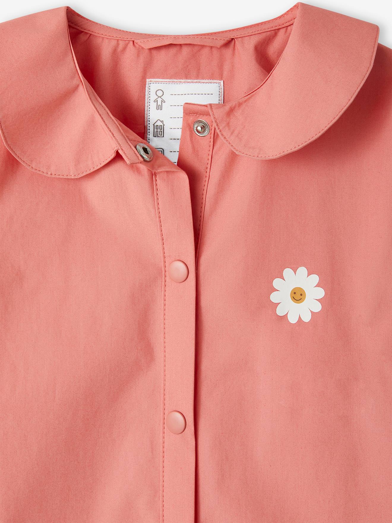 Vertbaudet Mädchen Malkittel mit Margerite, personalisierbar Oeko-Tex - rosa